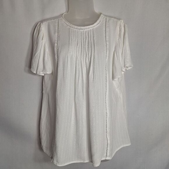 Knox Rose Womens Prairie Blouse Coastal Country Boho Short Sleeve Flowy Small - Picture 4 of 12